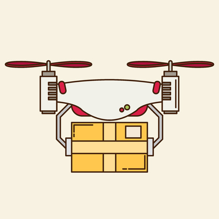 Remote air drone with a boxのイラスト素材