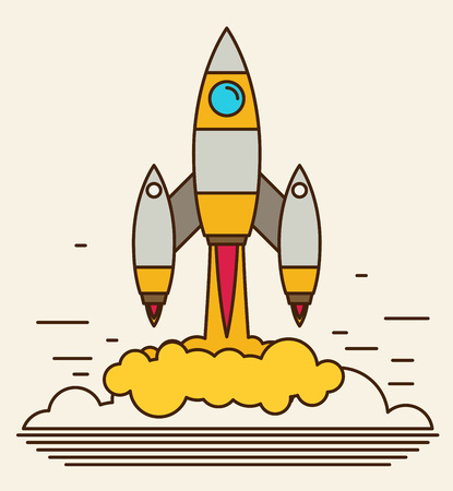 Flat rocket icon. Startup concept. Project development.のイラスト素材
