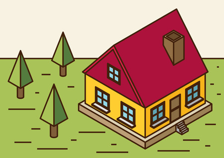 A vector illustration of a large new isometric home. Isometric home. New isometric home.のイラスト素材