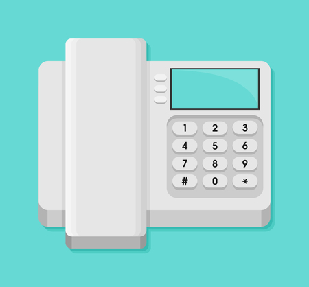 Cordless phone vector flat icon. Vector flat icon of phone with keypad and display.のイラスト素材