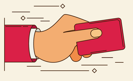 Hand holding credit card - Flat styleのイラスト素材