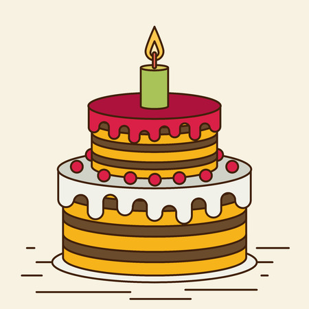 birthday cake, sweet cupcakes, cartoon vector illustration, flat design, postcardのイラスト素材
