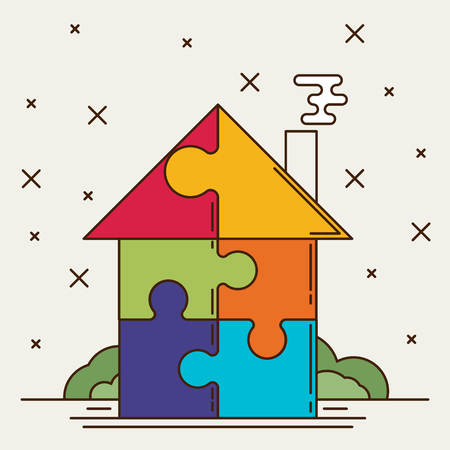 Puzzle house. Flat vector.のイラスト素材
