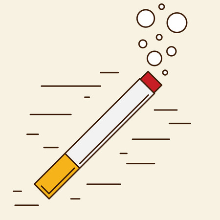vector colored flat design cigarette orange filter illustrationのイラスト素材