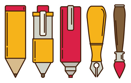 Paint and writing tools flat iconsのイラスト素材