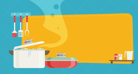 Kitchen banner. Vector illustration in flat styleのイラスト素材