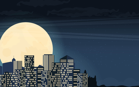 Night cityscape in flat style.のイラスト素材