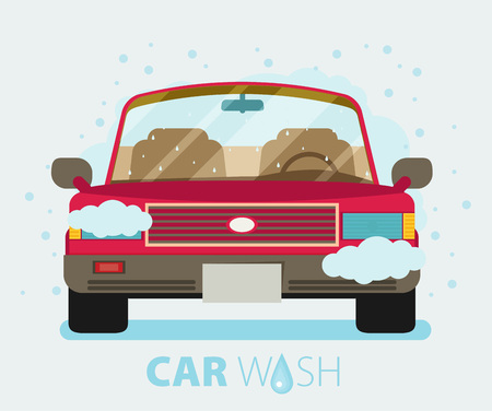 Car wash. Flat design vector illustration.のイラスト素材