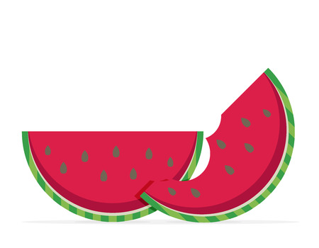 Water melon bitten piece cartoon vector illustrationのイラスト素材