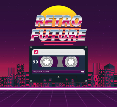 Retro future, 80s style Sci-Fi Background.のイラスト素材
