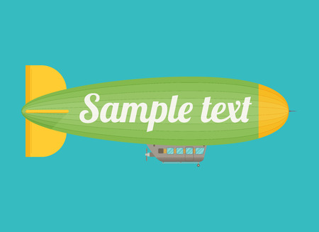 Zeppelin airship dirigible balloon flight, flat designのイラスト素材