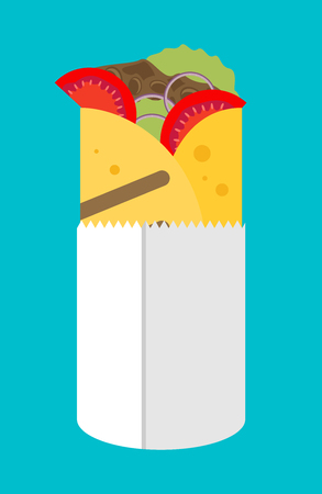 Flat design burrito icon.のイラスト素材