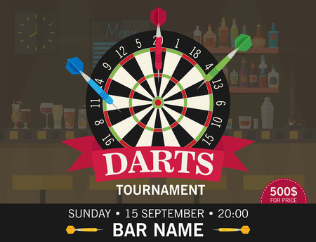 Game illustration with darts in flat design style.のイラスト素材