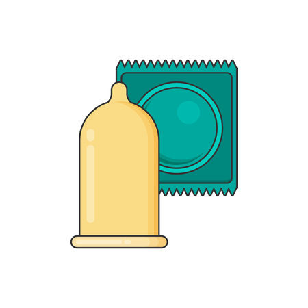 Condom and packages. Vector flat illustration.のイラスト素材