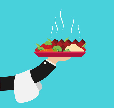 Vector flat illustration with hot cooked meat.のイラスト素材