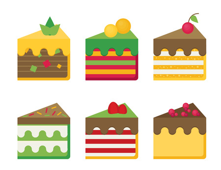 Cheesecake flat vector setのイラスト素材