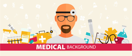 Medical flat sticker background concept. Vector illustration designのイラスト素材