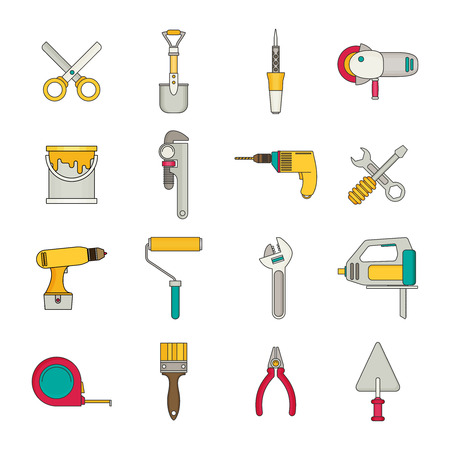 Repair and construction illustration with working tools icons.のイラスト素材