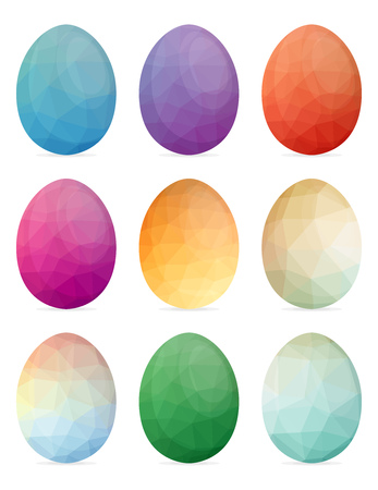 Set of Easter eggs with different texture on a white backgroundのイラスト素材