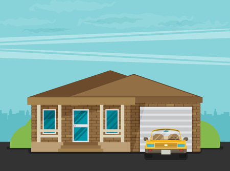 Flat Residential House. Vector illustration.のイラスト素材