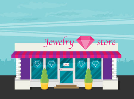 Facade of jewelry flat vector.のイラスト素材