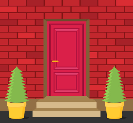 Front Door House Exterior flat vectorのイラスト素材