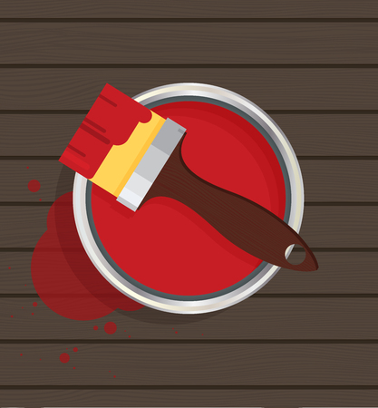 Brush on paint cans top view.のイラスト素材