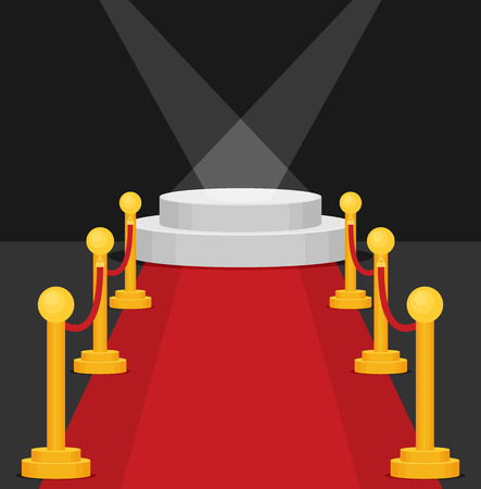 A stage with a red carpet illustration. Flat vector.のイラスト素材