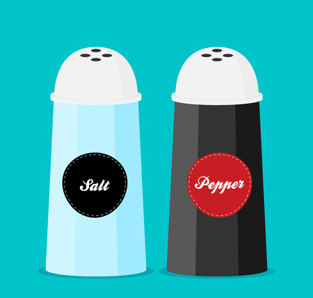 Pepper and salt shaker set flat vectorのイラスト素材