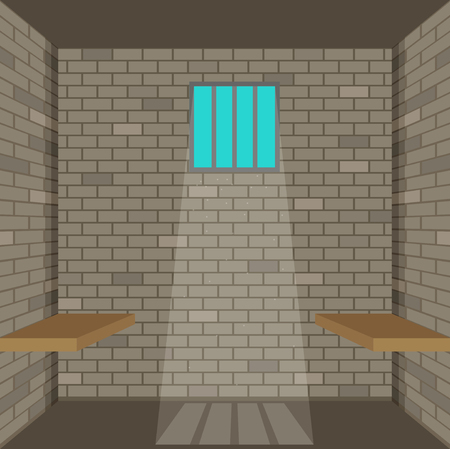 Scene with prison room. Flat illustrationのイラスト素材