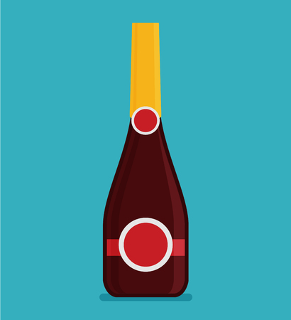 Flat vector bottle with alcohol iconのイラスト素材