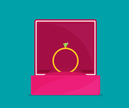 Ring with diamond or jewel in boxのイラスト素材