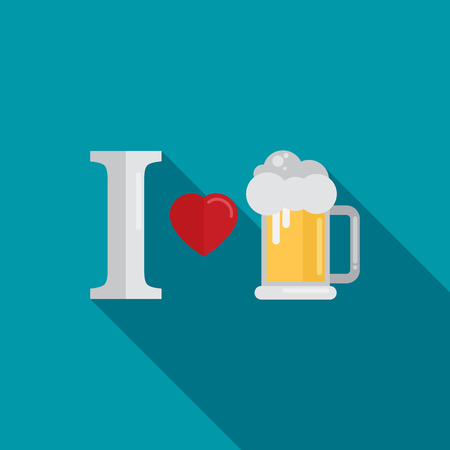 I love beer. Vector illustration. Flat design styleのイラスト素材