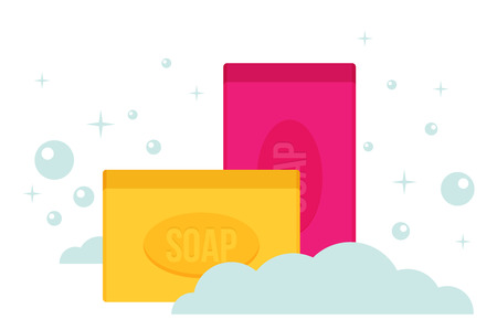 Vector cartoon flat style rectangular soap vector iconのイラスト素材