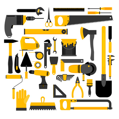 Repair and construction illustration with working tools icons.のイラスト素材