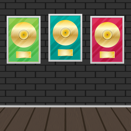 Flat vinyl disk set vector.のイラスト素材