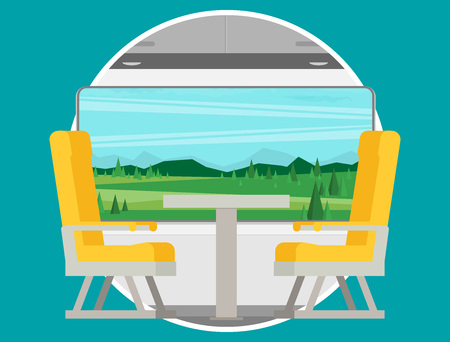 Passenger train inside. Flat style vector illustration.のイラスト素材