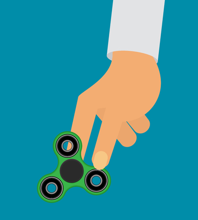 Flat Hand spinner holding in hand vectorのイラスト素材