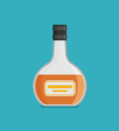 Flat vector bottle with alcohol iconのイラスト素材