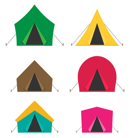 Camping tent vector icons isolated on white backgroundのイラスト素材