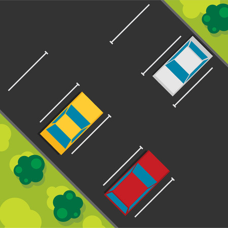 Top view of a car parked. Flat vector.のイラスト素材