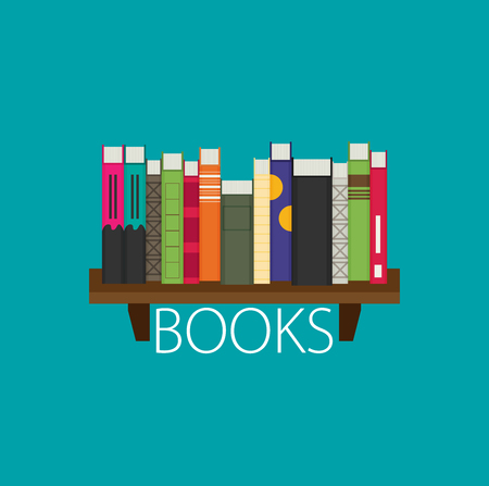 Flat bookshelf. Vector illustration. Modern designのイラスト素材