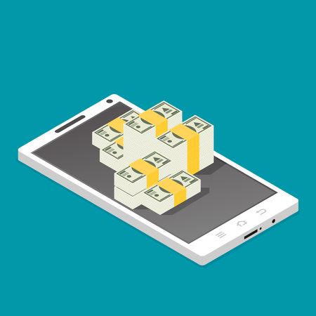 Flat design vector colored illustration concept for mobile banking and online payment isolated on bright backgroundのイラスト素材