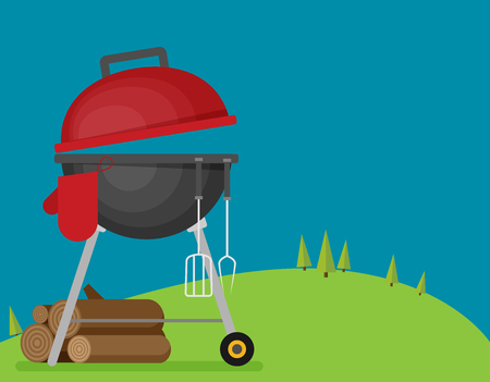 Invitation card on the barbecue flat vectorのイラスト素材