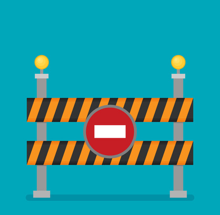 Prohibitory road sign icon in flat style isolated on color backgroundのイラスト素材