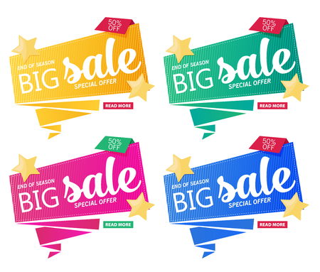 Vector flat sale banner template design setのイラスト素材