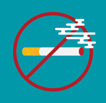 Flat colored illustration with prohibition of Smoking nicotine cigarettesのイラスト素材