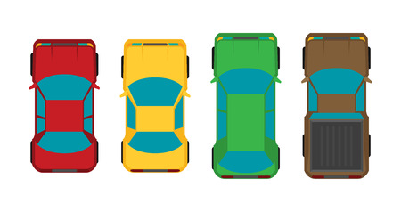 Set of four cars. Vector flat illustrationのイラスト素材
