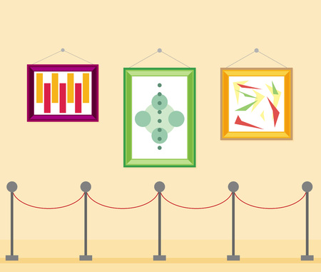 art gallery in the museum in flat style a vectorのイラスト素材