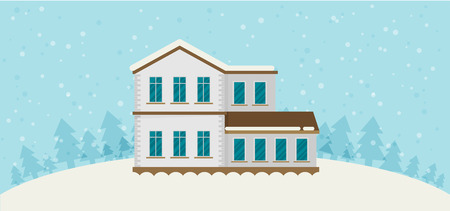 Christmas card with houseのイラスト素材